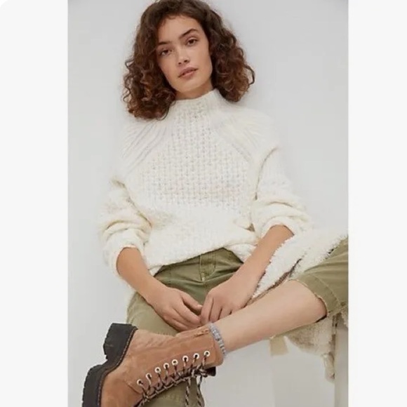 Anthropologie Ivory Bia Sweater with Balloon Sleeves XSP petite - Picture 1 of 7